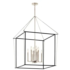 Eisley 40" 8-Light Pendant Light, Black and Polished Nickel Finish