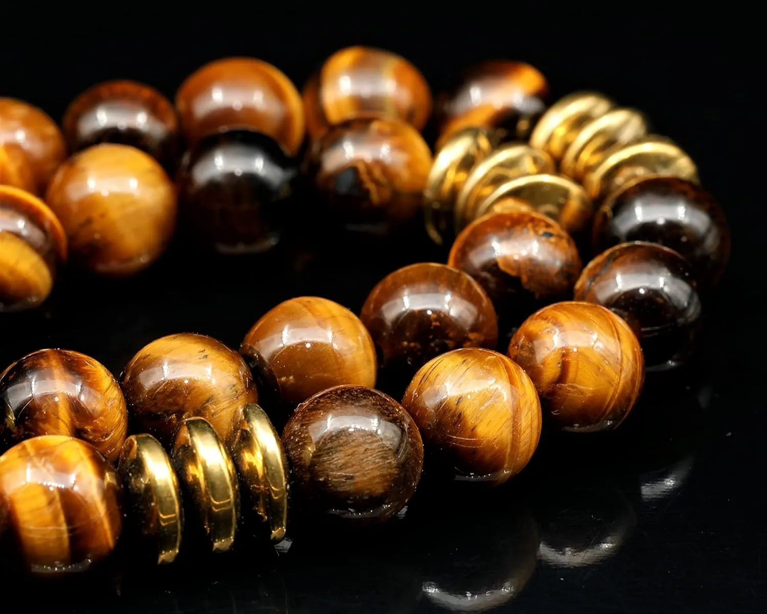 ElisaJewelryArt - Natural Tiger Eye Beaded Ankh Pendant Necklace Genuine Gemstone Fear Stone Clasp Closure Egyptian Necklace Unisex Necklace (22, Tiger Eye)