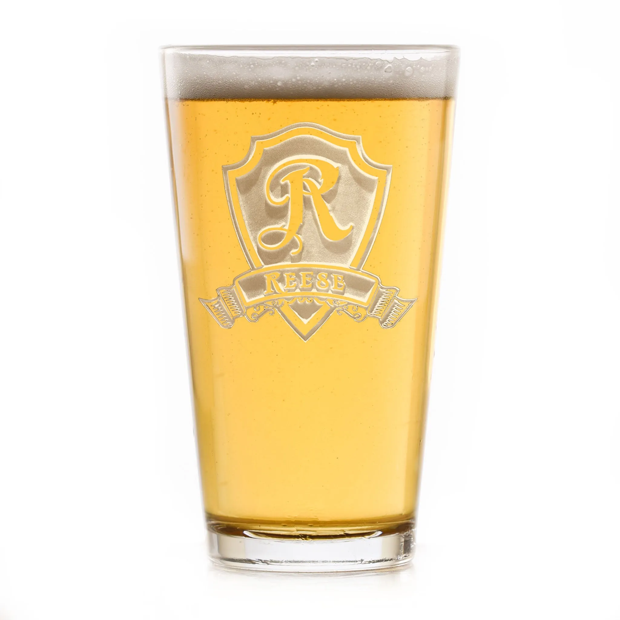 Engraved Shield Pint Pub Glass Set