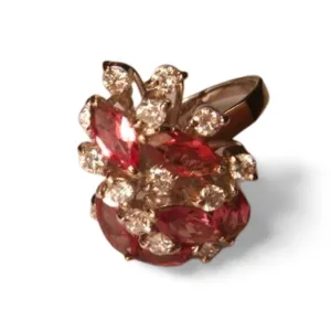 Fabulous 18K White Gold Pink Tourmaline Diamond Designer Ring