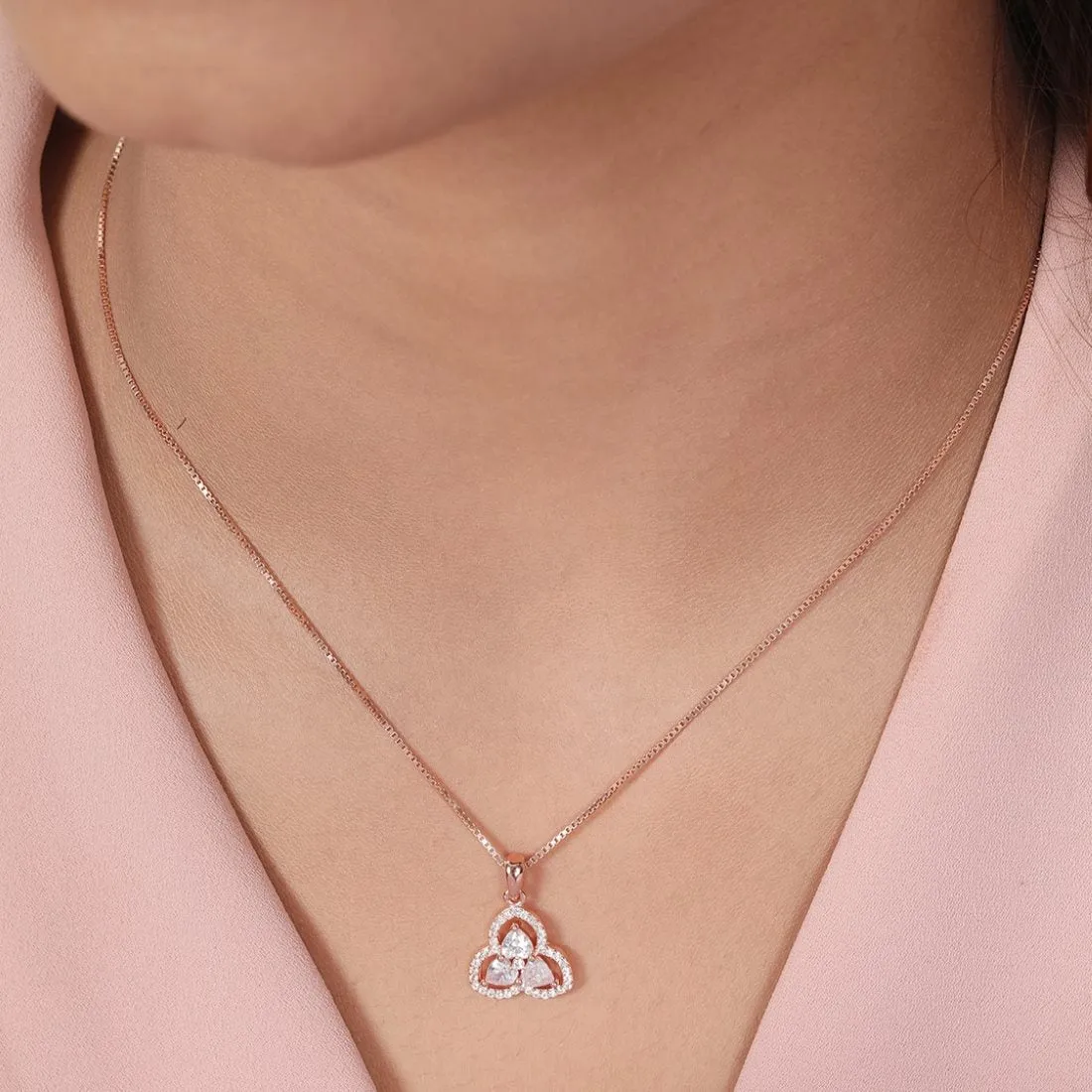 Floral Radiance Rose Gold Plated 925 Sterling Silver Flower Pendant