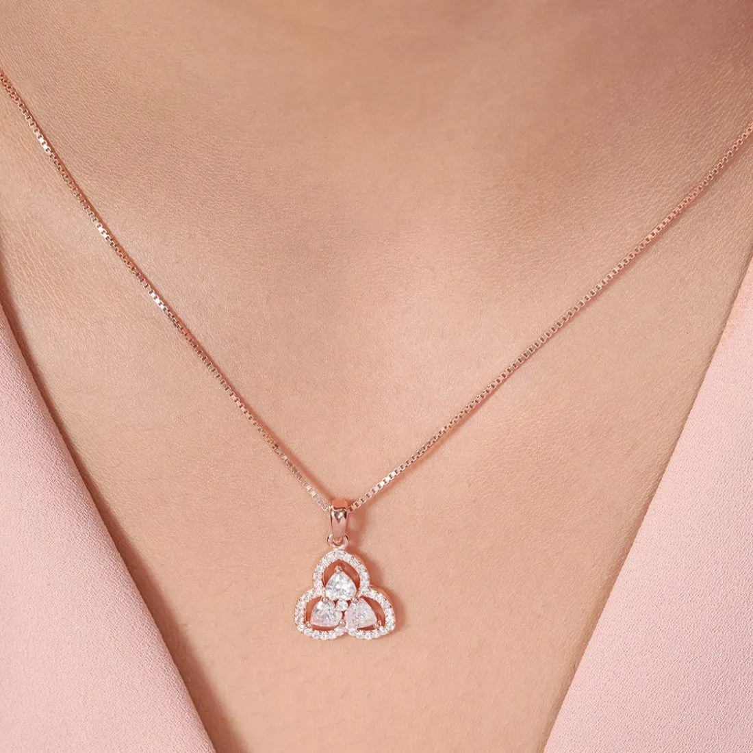 Floral Radiance Rose Gold Plated 925 Sterling Silver Flower Pendant