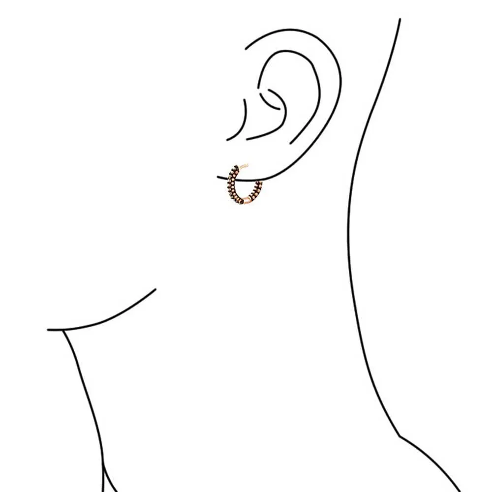 Formal Party CZ Hoop Earrings Morganite PinkBrown Rose Gold Black Plated 0.75" Diameter