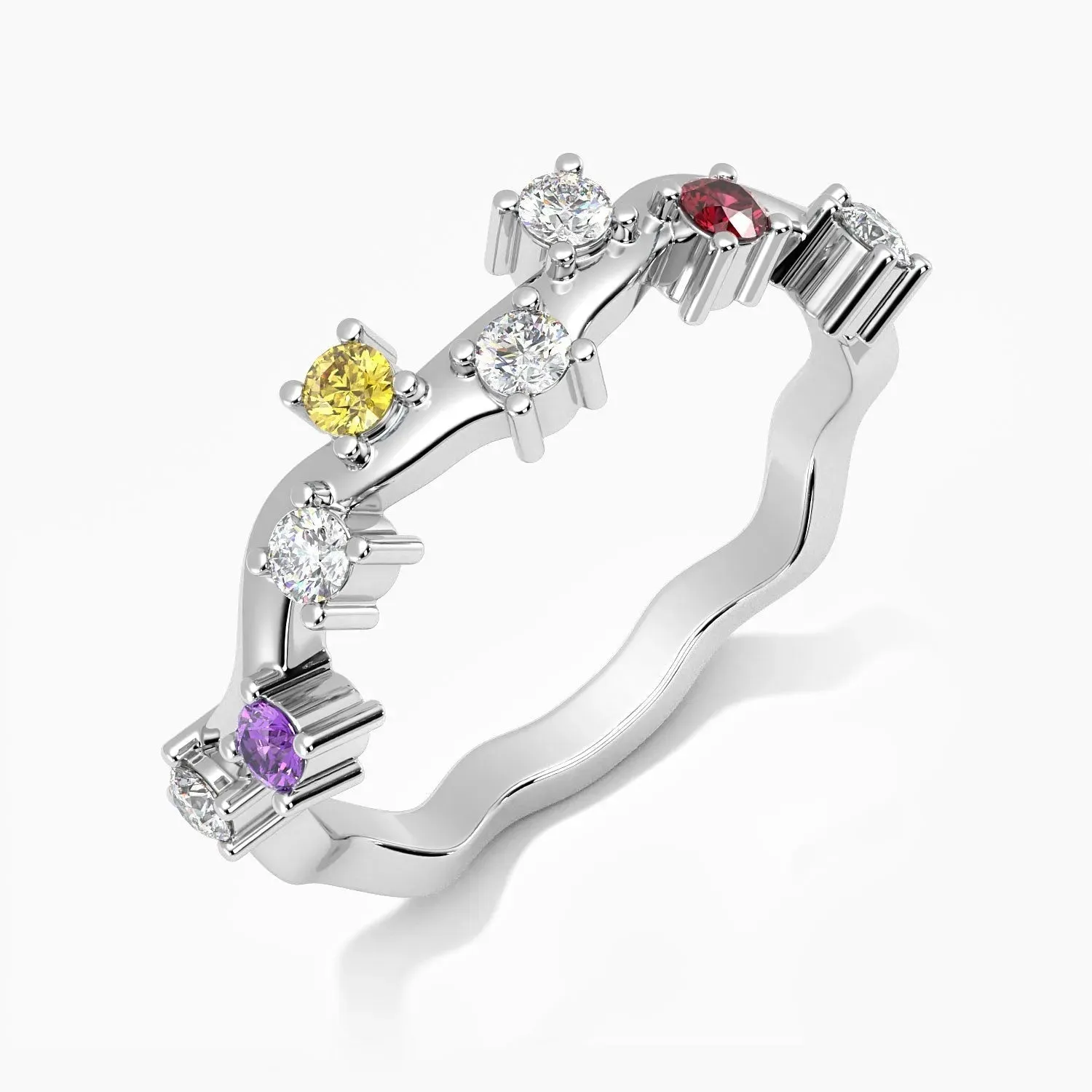 Galaxy Gleam Ring Rainbow Gemstones