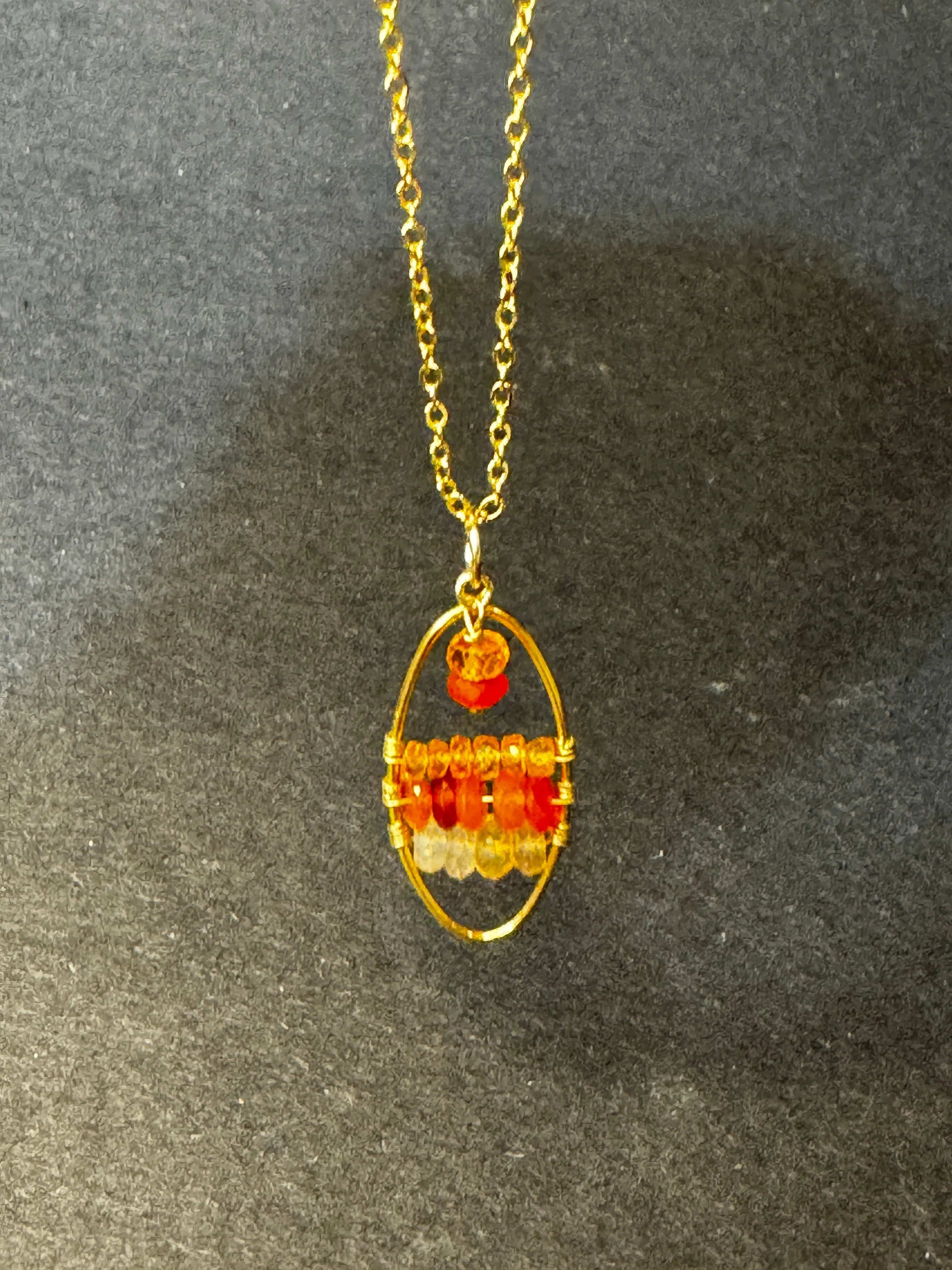 Gemstone Woven Oval Pendants