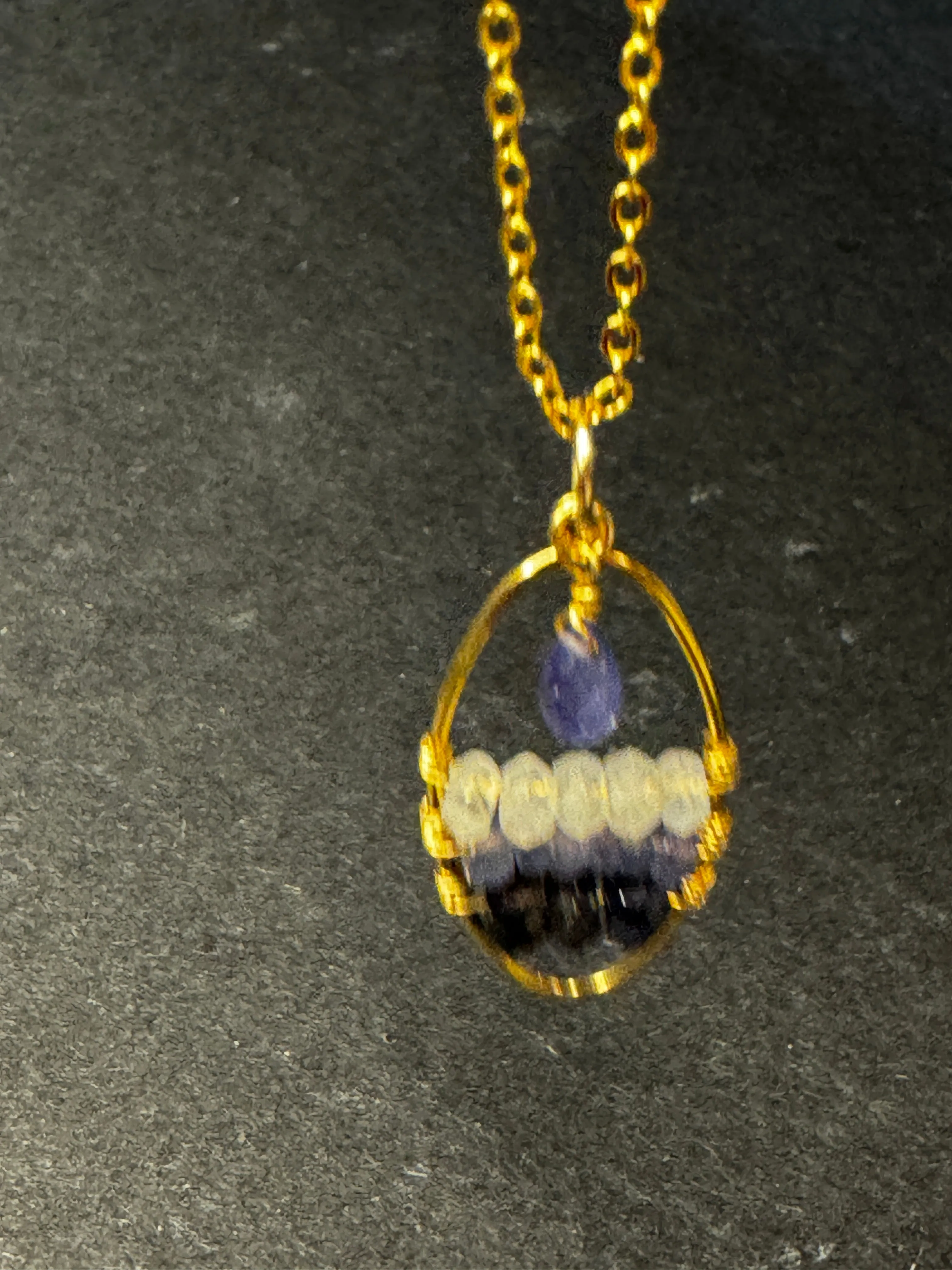Gemstone Woven Oval Pendants