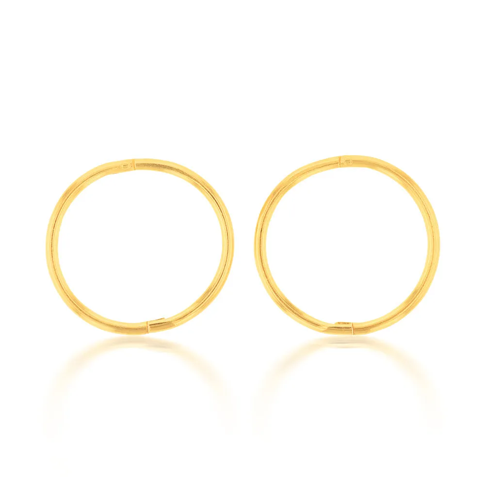 Gold Plated Sterling Silver 13mm Plain Sleeper Earrings