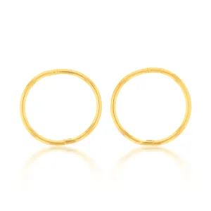 Gold Plated Sterling Silver 13mm Plain Sleeper Earrings
