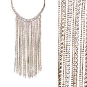 Gold Rhinestone Choker with Tassels