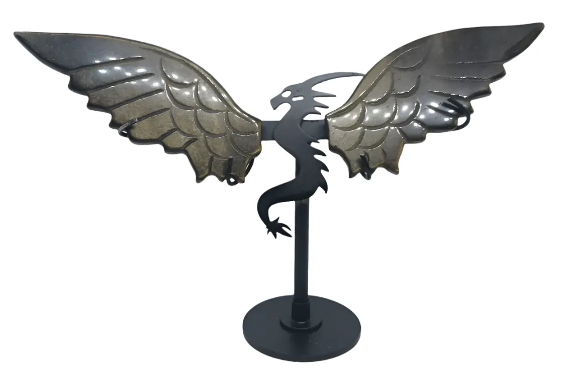 Golden Obsidian Crystal Dragon Wings