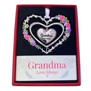Grandma Gemstone Heart Hanging Decoration