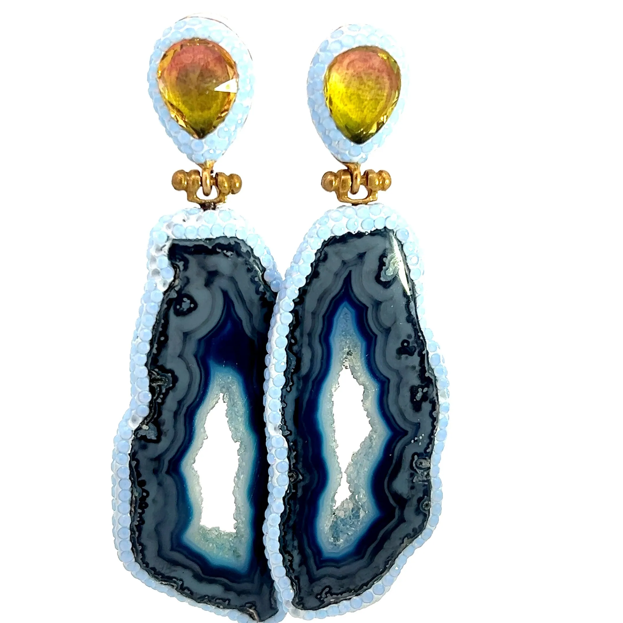 Gray Hues Agate Sterling Silver Earring