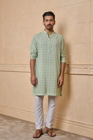 Green Printed Kurta Set