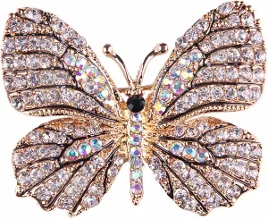 Gyn&Joy Multi-Color Crystal Rhinestone Winged Butterfly Pin Brooch BZ030