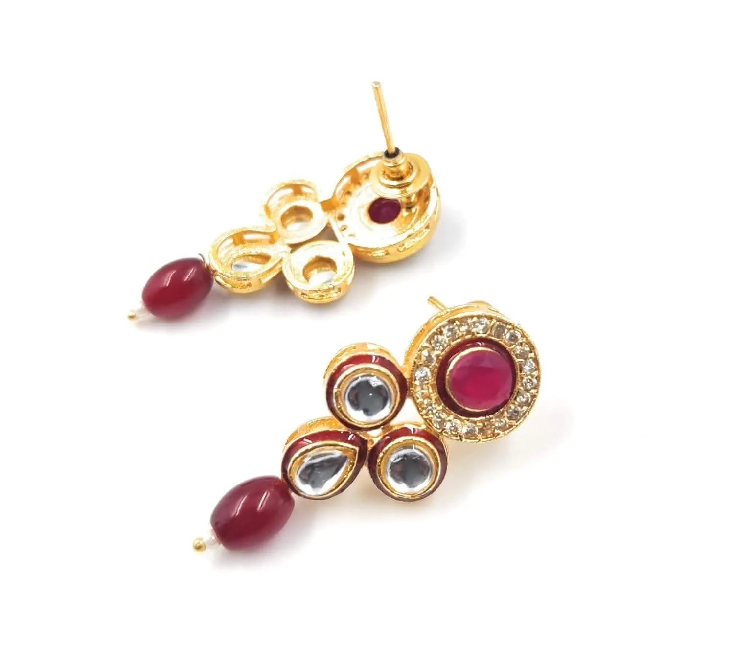 Handmade golden meenakari kundan chokar marron color jewellery set