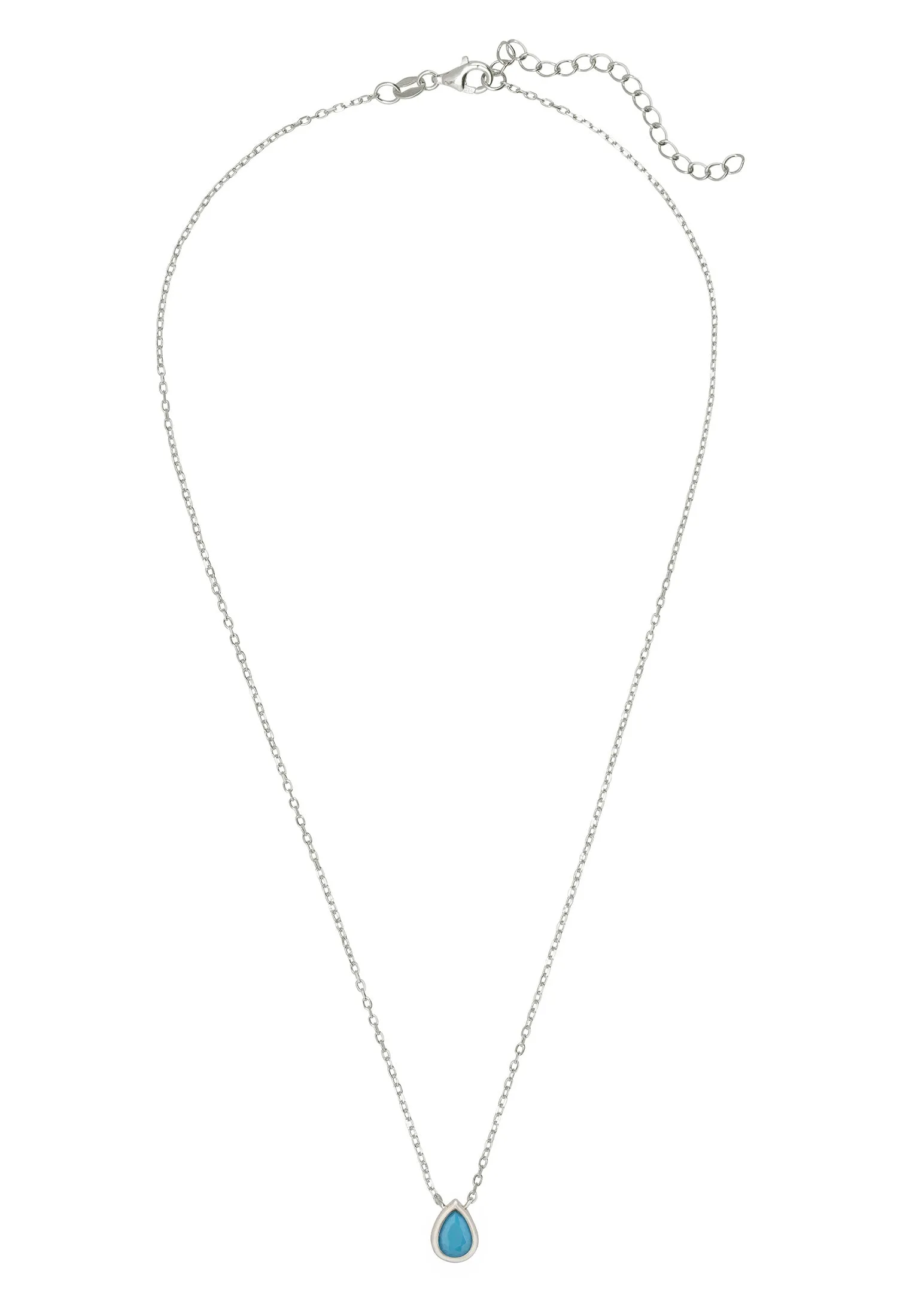Harriett Mini Teardrop Turquoise Pendant Necklace Silver