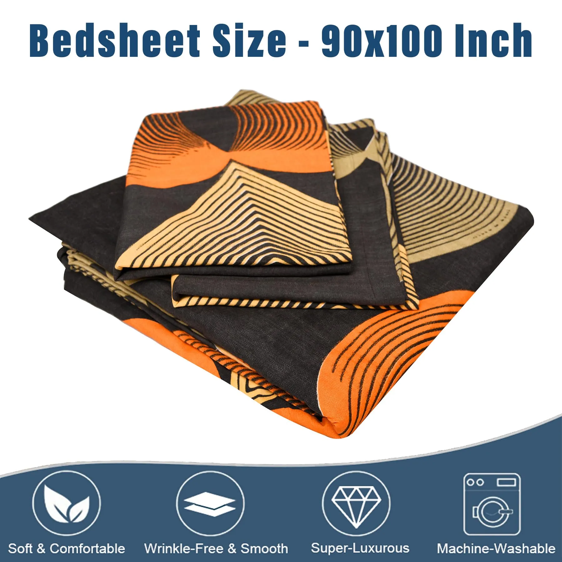 Heart Home Double Bedsheet | Bedsheet for Double Bed | Double Bedsheet with 2 Pillow Covers | Cotton Double Bed Sheet Set | Paan Double Bedsheet | 90x100 | Brown