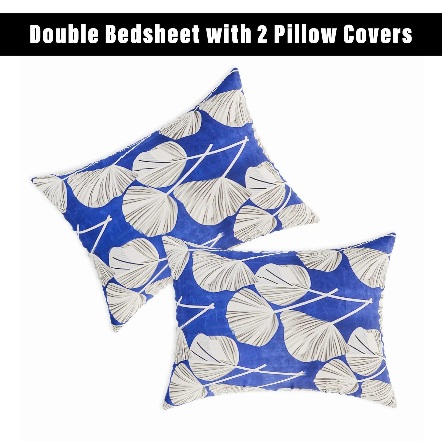 Heart Home Double Bedsheet | Bedsheet for Double Bed | Double Bedsheet with 2 Pillow Covers | Cotton Double Bed Sheet Set | Patta Double Bedsheet | 90x100 | Blue