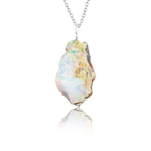 InfinityGemsArt Raw Ethiopian Opal Pendant Necklace 925 Sterling Silver 18 inch Gifts For Mom Men Women