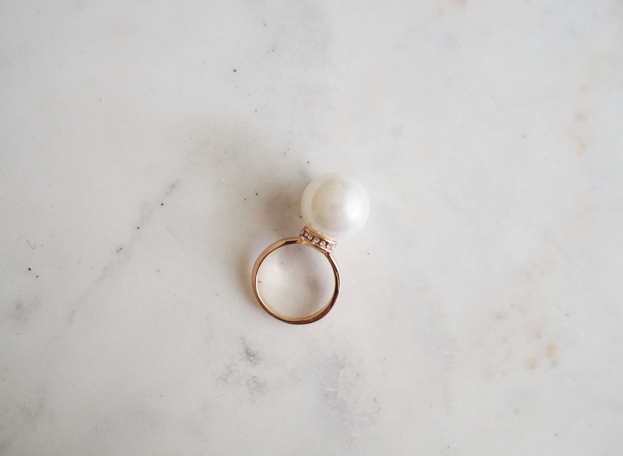 Joan Statement Pearl Crystal Rose Gold Ring
