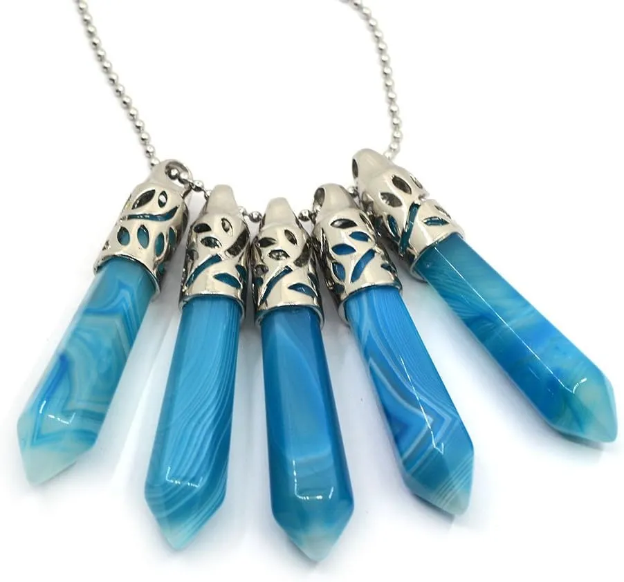 Justinstones Gemstone Hexagonal Pointed Reiki Chakra Pendant Necklace 20"