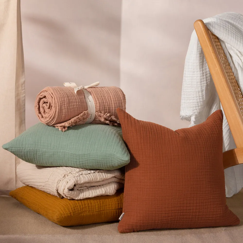 Lark Muslin Crinkle Cotton Cushion Cumin