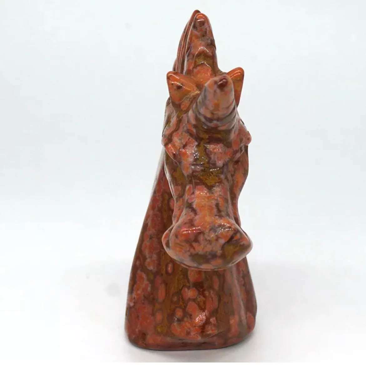 Leopard Jasper Unicorn Head Figurine Natural Gemstone Ornament Statue