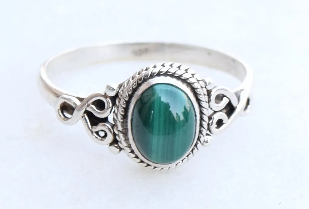 Malachite Stone Ring 925 Sterling Silver Statement Ring For Women Handmade Rings Gemstone Christmas Promise Ring Size US 8 Gift For Her