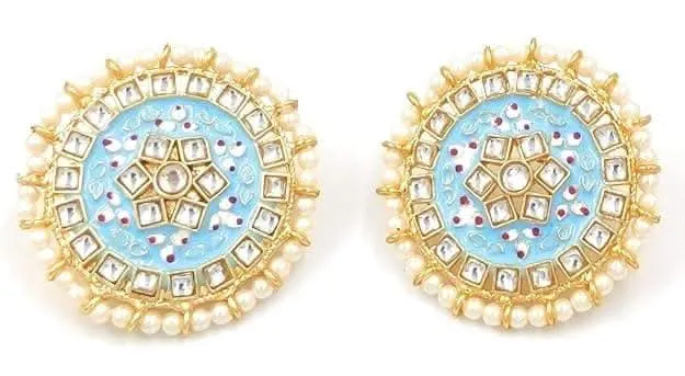 Meenakari designer kundan chokar light sky blue color jewellery set