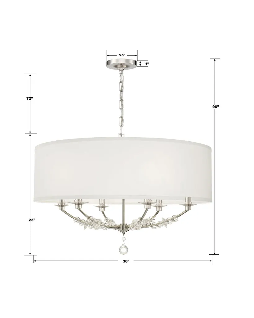 Mirage 6 Light Polished Nickel Drum Shade Chandelier