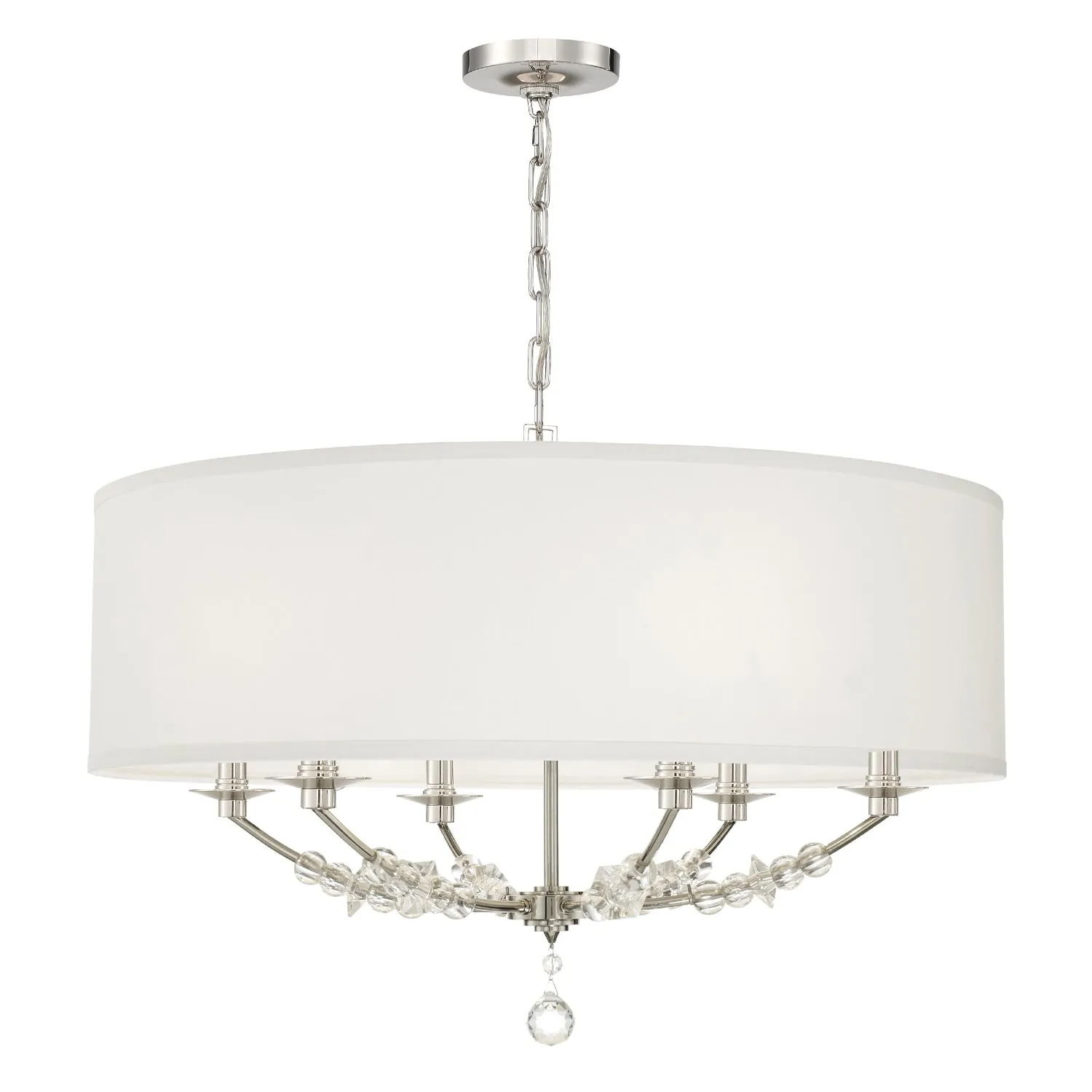 Mirage 6 Light Polished Nickel Drum Shade Chandelier