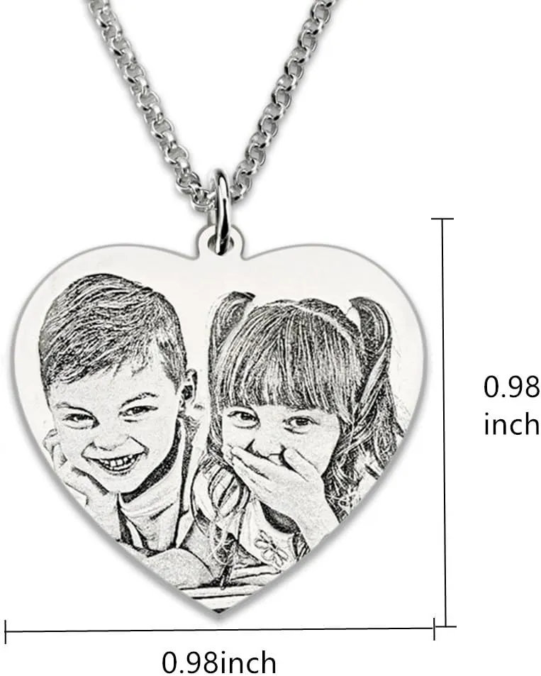 MissNity Sterling Silver Photo Engraved Necklace Personalized Image Women Men Handmade Ideal Gifts Free Engraving