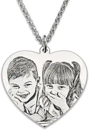 MissNity Sterling Silver Photo Engraved Necklace Personalized Image Women Men Handmade Ideal Gifts Free Engraving