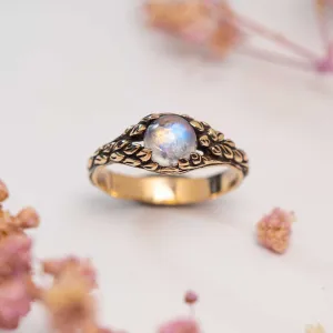 MOONSTONE RING GAO | 14K BLACK GOLD & RAINBOW MOONSTONE
