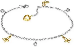 My Daily Styles Stainless Steel Two-Tone Butterfly Adjustable Anklet Bracelet