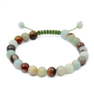 Natural Colorful Amazonite 8mm Gemstone Healing Power Crystal Adjustable Macrame Bracelet