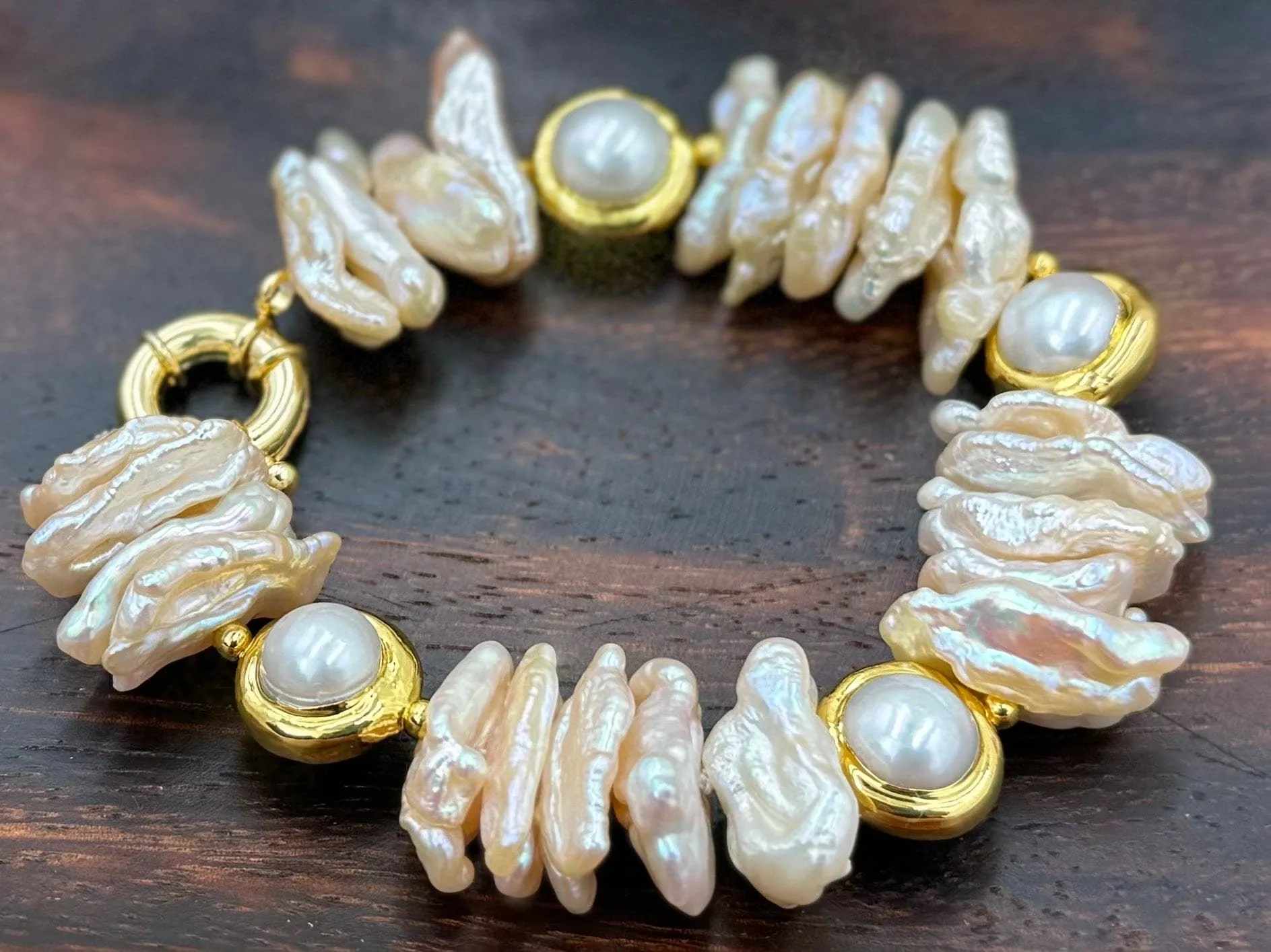 Natural  high quality Biwa pearl choker 16-22mm