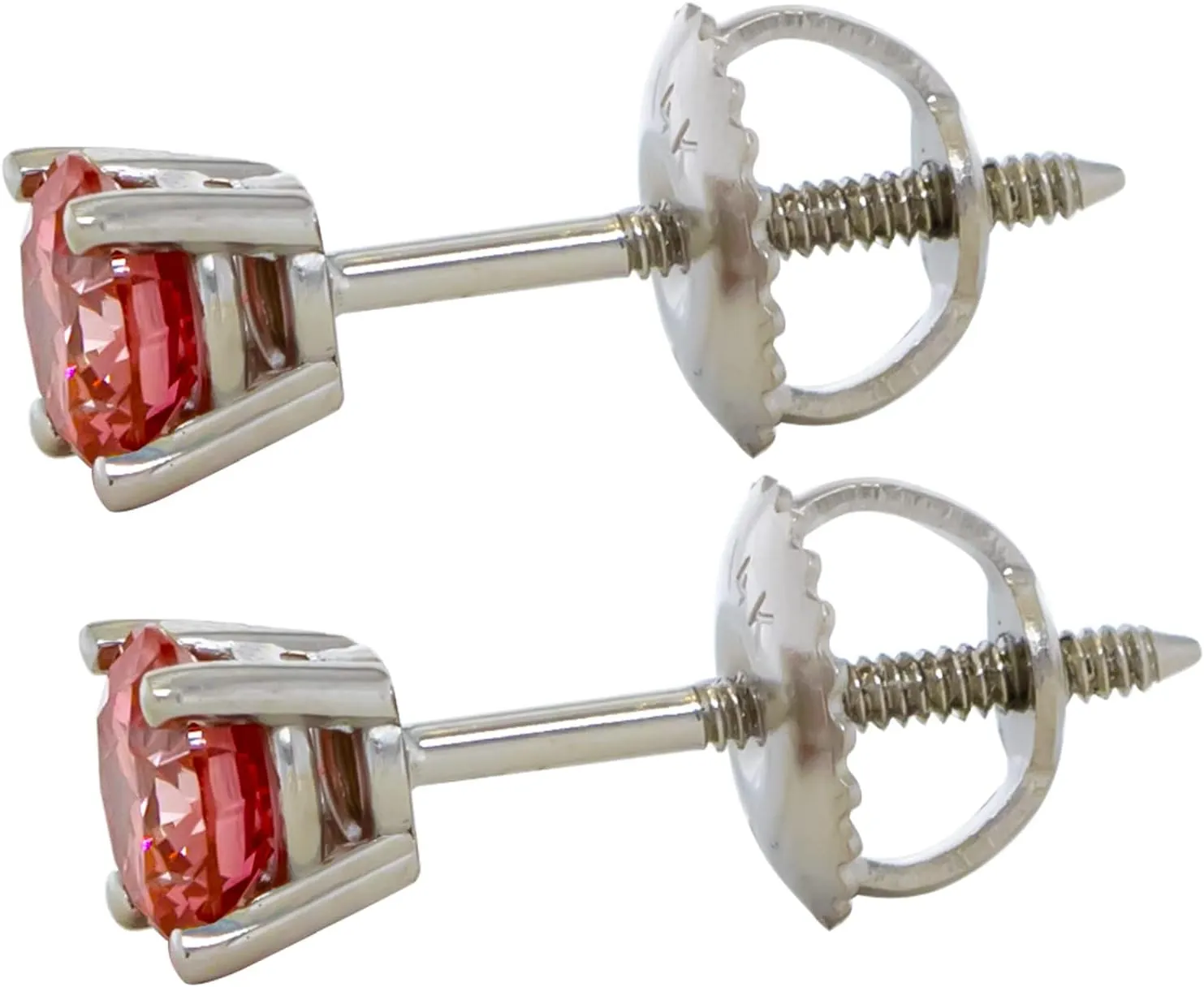 New World Diamonds Womens 14k White Gold Earrings IGI Certified 3/4 Carat Lab-Created Diamond Stud Screw Back (White I-J, Pink Blue Color VS2-SI1 Clarity)