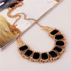 Nocturnal Gem: Square Black Choker