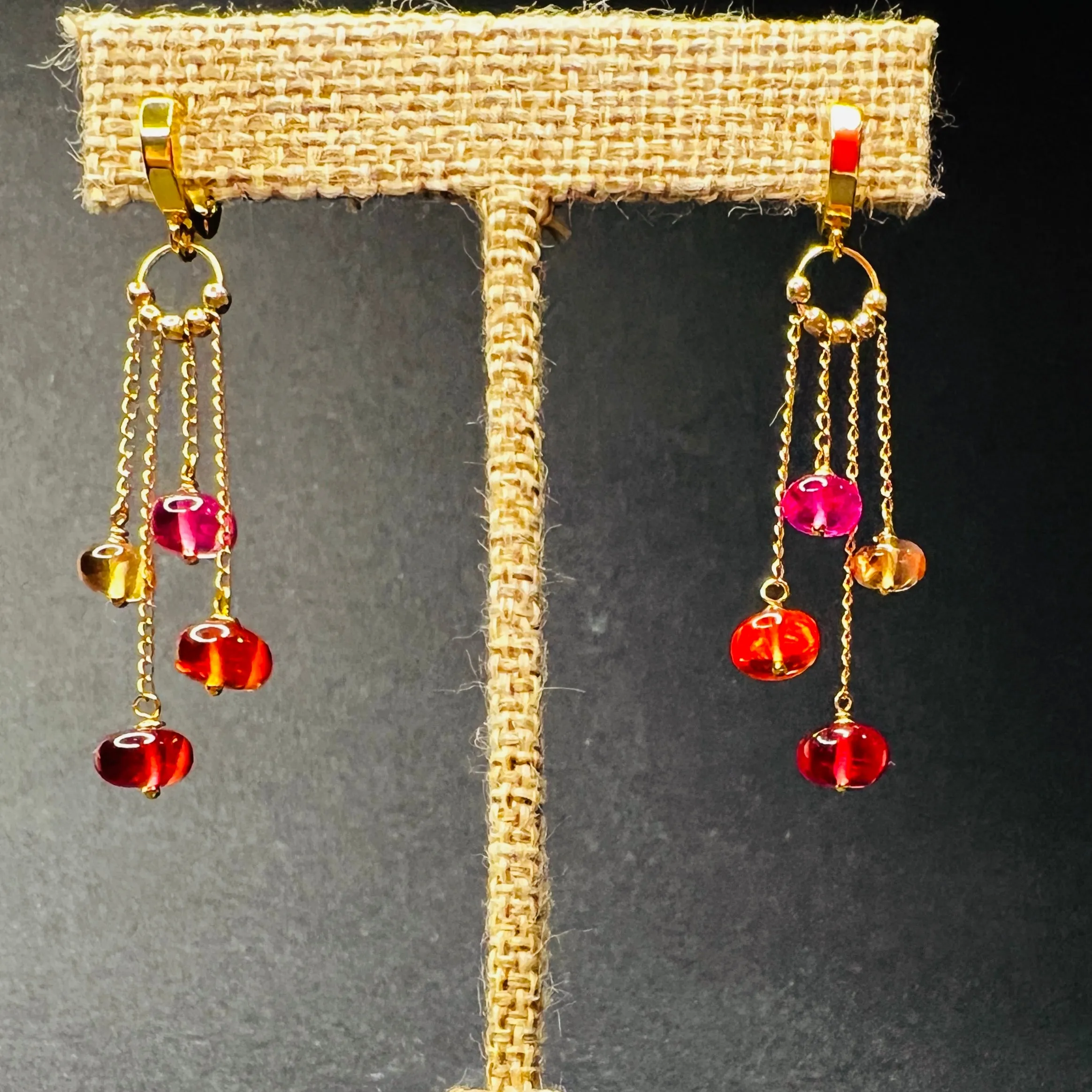 Padparadscha Sapphire Dangle Earrings