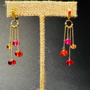 Padparadscha Sapphire Dangle Earrings