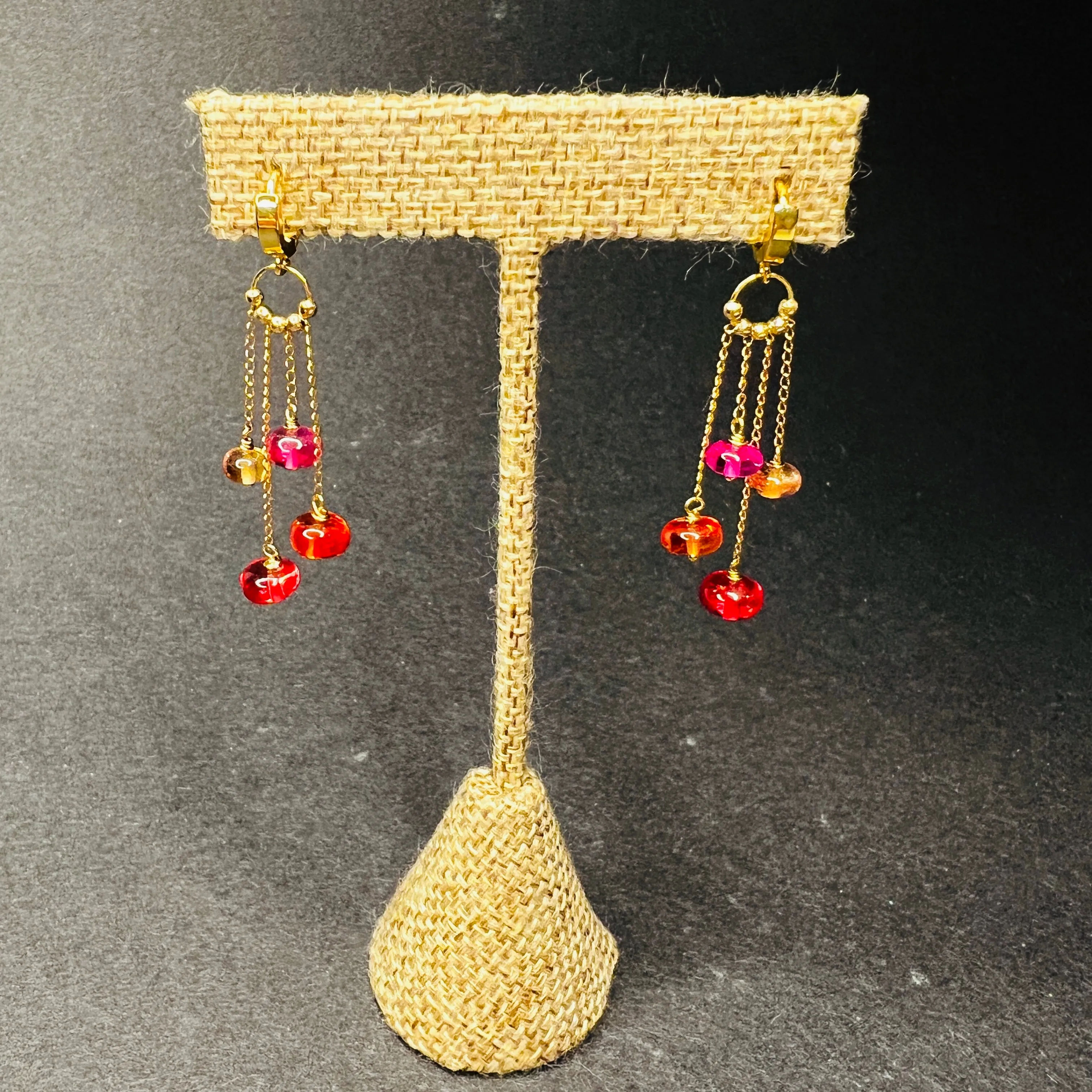Padparadscha Sapphire Dangle Earrings