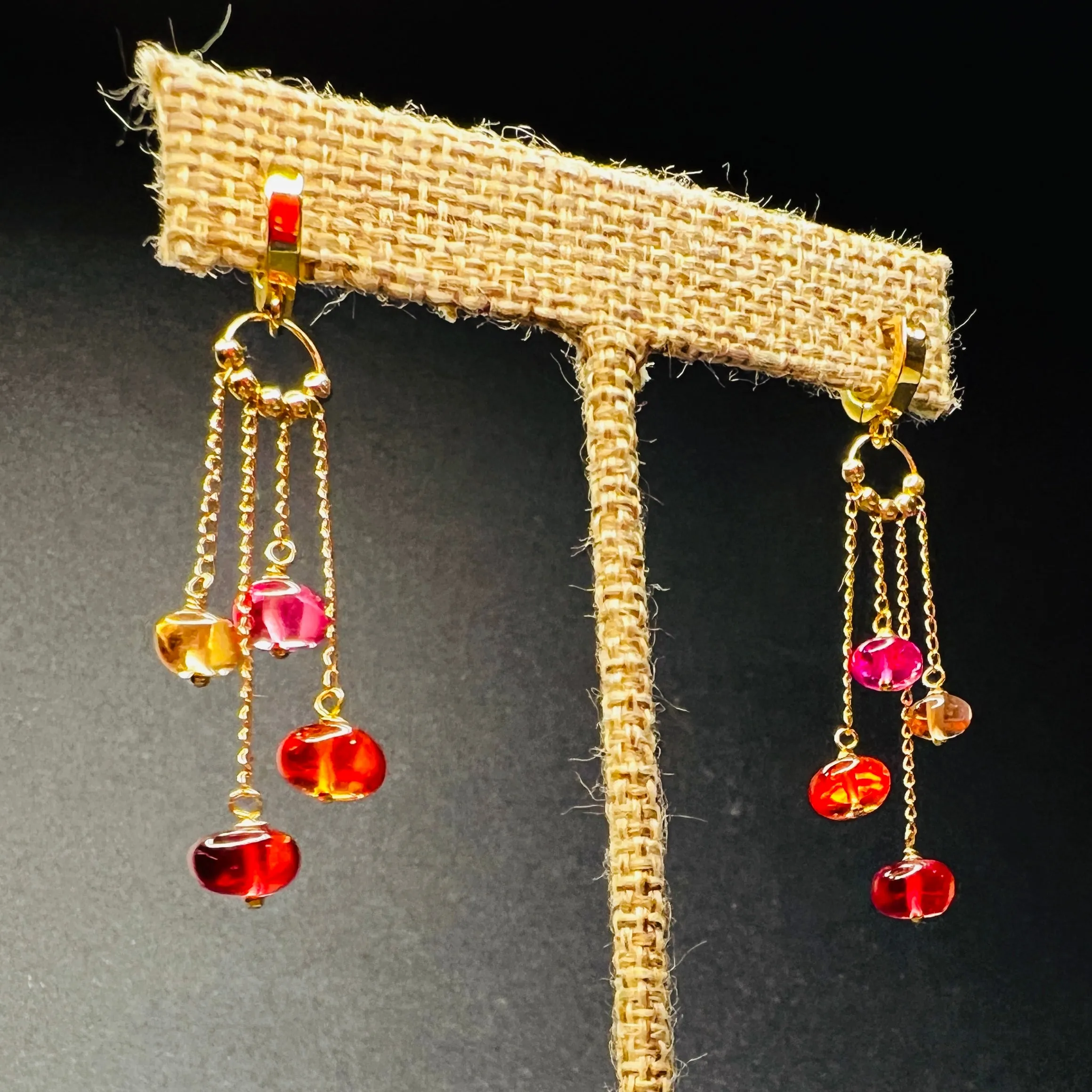 Padparadscha Sapphire Dangle Earrings