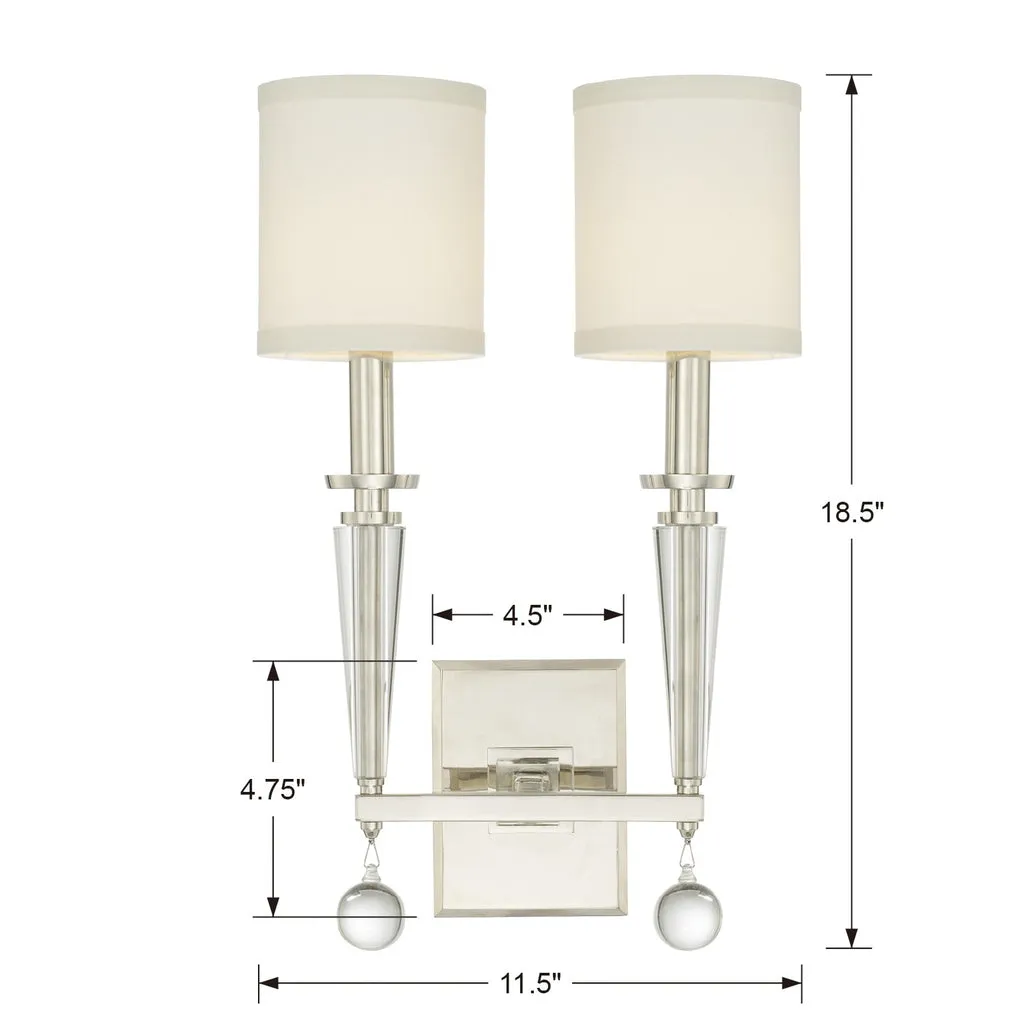 Paxton 2 Light Polished Nickel Sconce