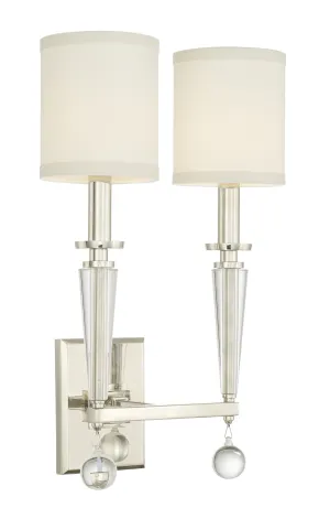 Paxton 2 Light Polished Nickel Sconce