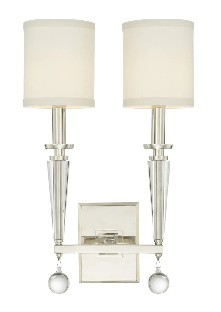 Paxton 2 Light Polished Nickel Sconce