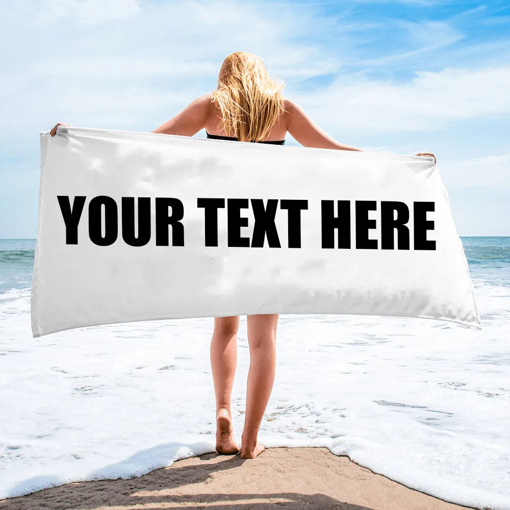 Personalize Unique Custom Beach Towels Custom Text Colors Skin Friendly