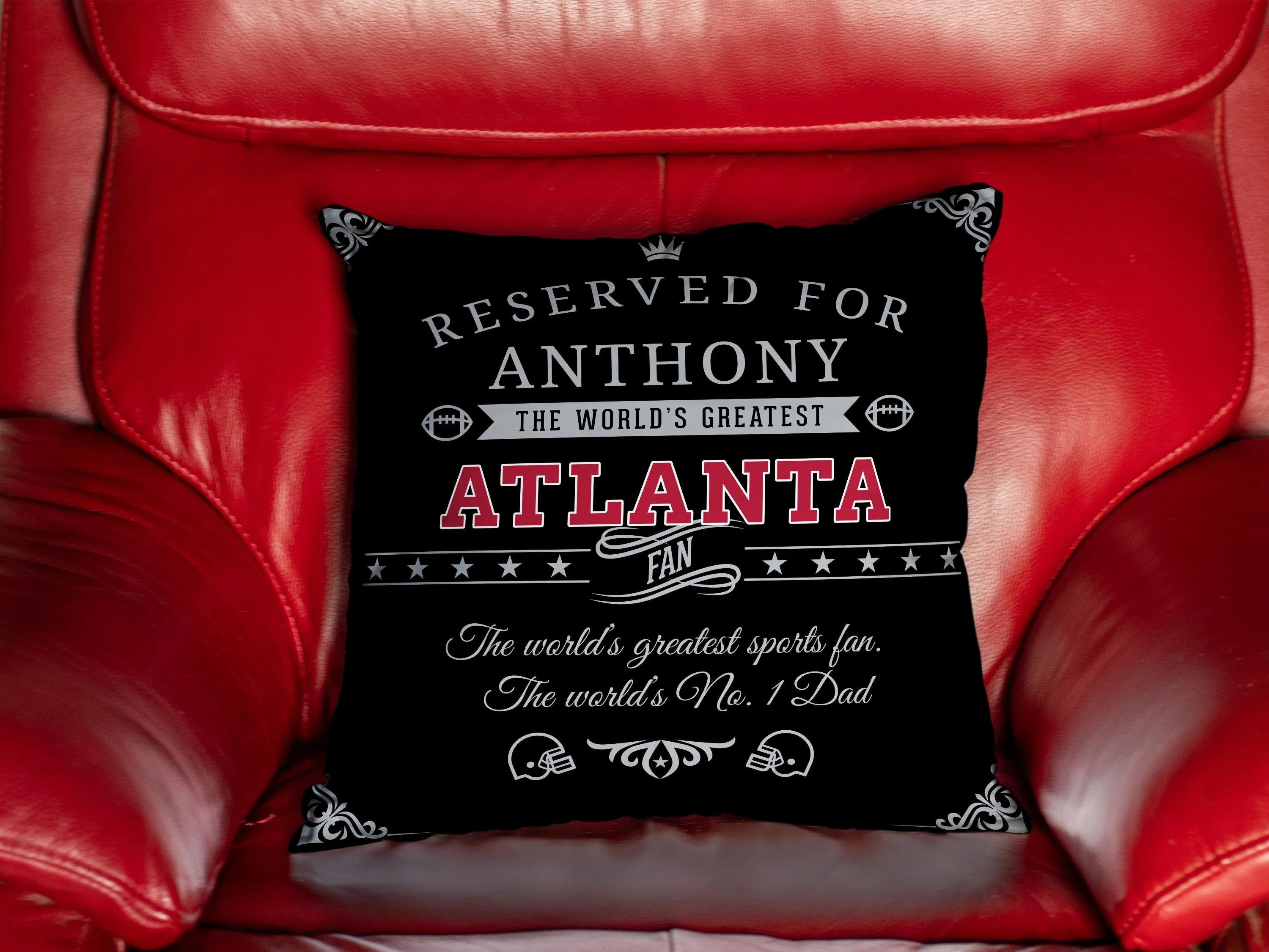 Personalized Atlanta Football Pillow, Unique Custom Gift For American Football Fans, World’s Greatest Fan Pillow