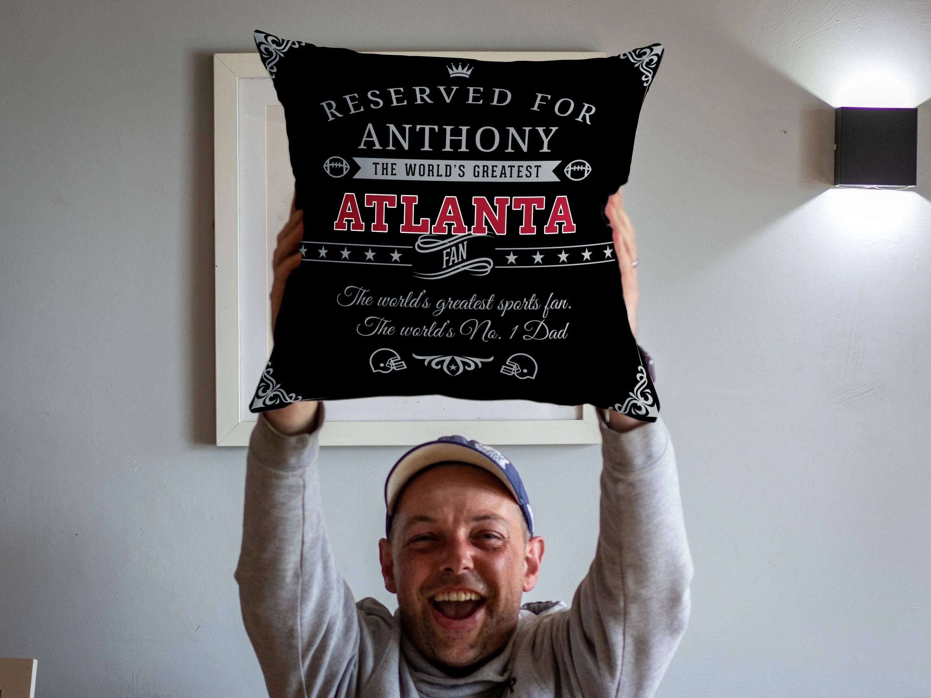 Personalized Atlanta Football Pillow, Unique Custom Gift For American Football Fans, World’s Greatest Fan Pillow