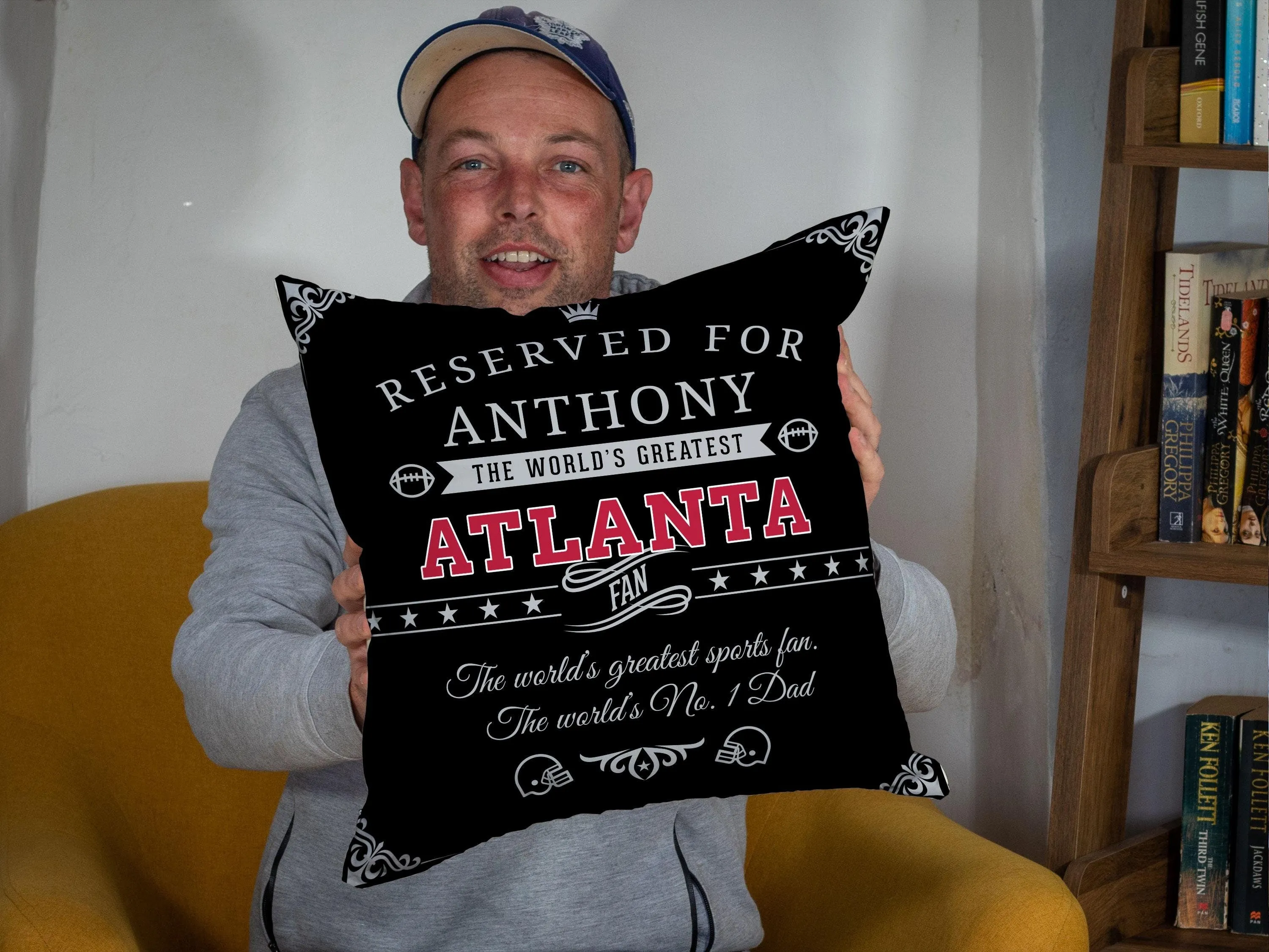 Personalized Atlanta Football Pillow, Unique Custom Gift For American Football Fans, World’s Greatest Fan Pillow